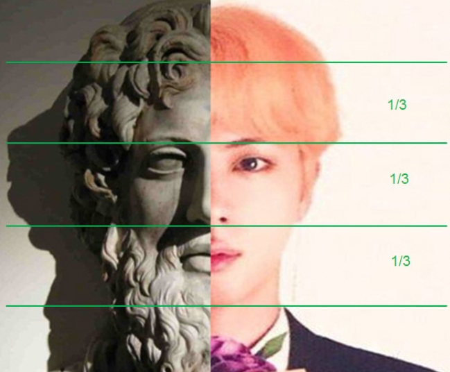 BTSのジンは最高の美を持つ、ギリシャ神ゼウスの比率と一致